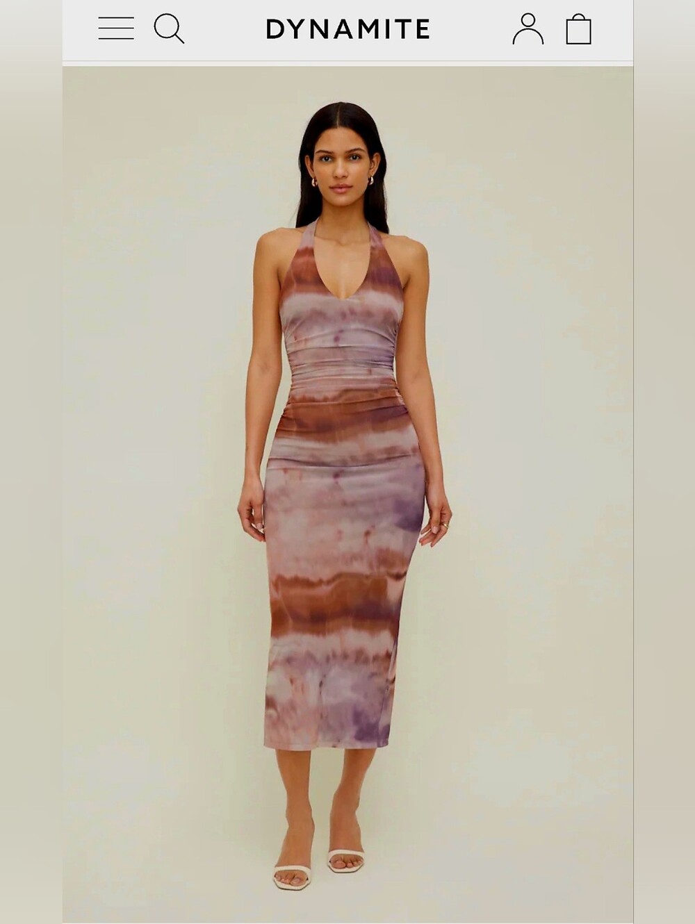 Dynamite Mauve Tie-Dye Halter Midi Dress